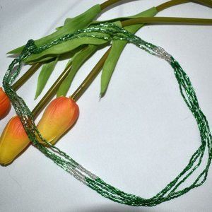Shades of Light Green, Dark Green, and Clear Beads Necklace